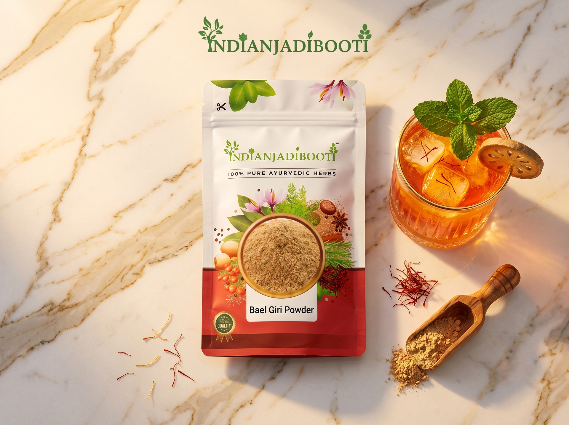 IndianJadiBooti Bael Pulp Powder | Stone Apple (Aegle Marmelos) | Natural Gut Cooler & Digestion Regulator | Ideal for Summer Sharbat, IBS & Stomach Acid | Wood Apple Fruit | 900g Pack of 3 (Total 2700g)