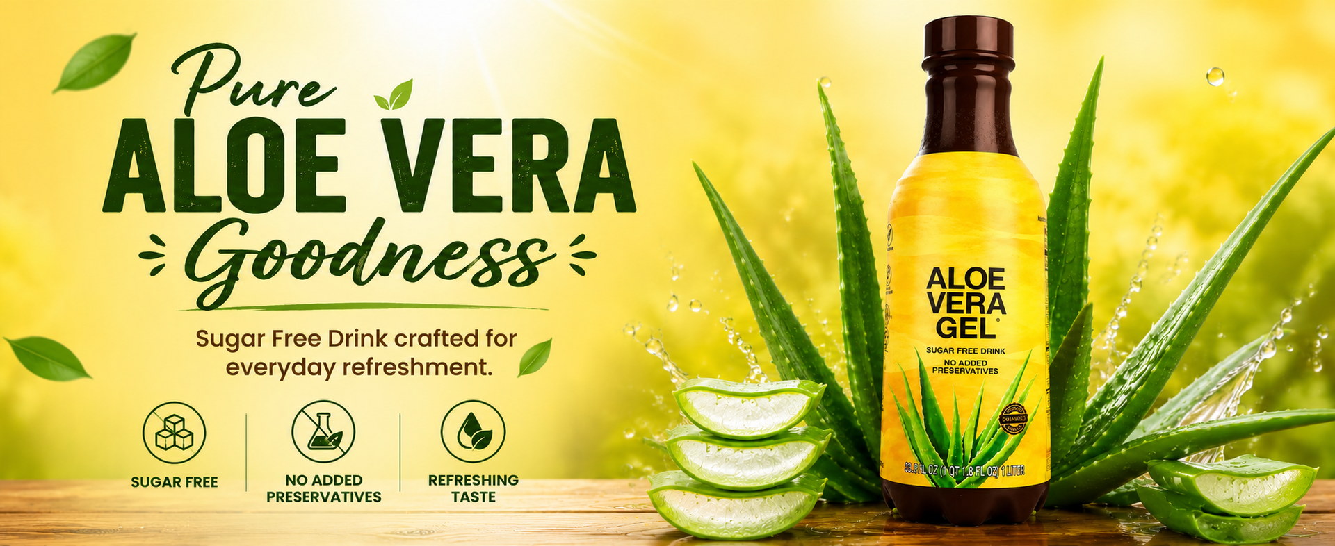 Aloe Vera Gel Drink, Sugar Free, No Added Preservatives, 1 Litre