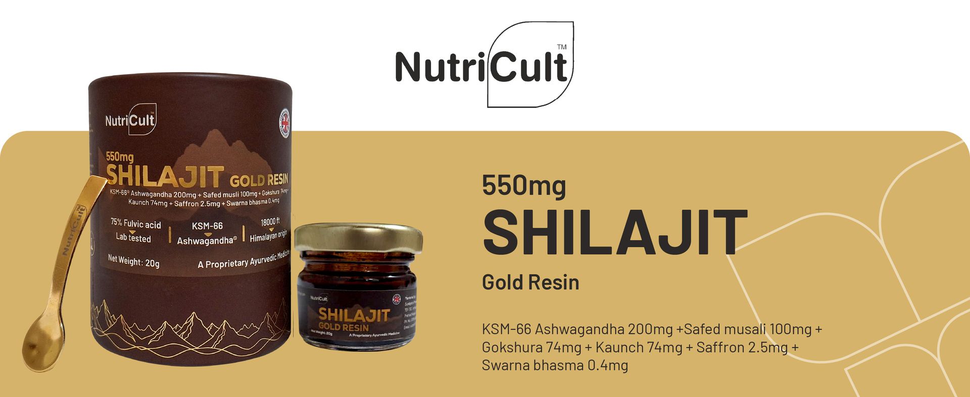 Shilajit Gold Resin For Men & Women | With KSM-66 Ashwagandha, Safed Musli, Gokshura & Saffron | Shilajit For Men | Supports Muscle Recovery, Energy, Stamina, Vitality | 40 Gram (Pack of 2)