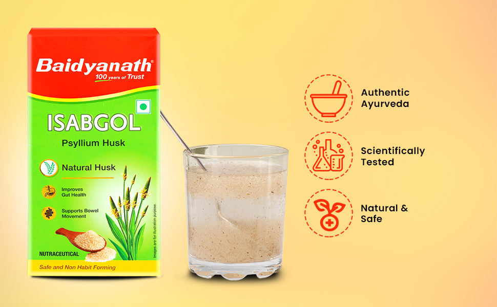 Baidyanath Ayurved Isabgol 100g | Pure Psyllium Husk | Natural Soluble & Insoluble Dietary Fiber | Supports Gut Health & Digestive Comfort | Gluten Free, Vegan