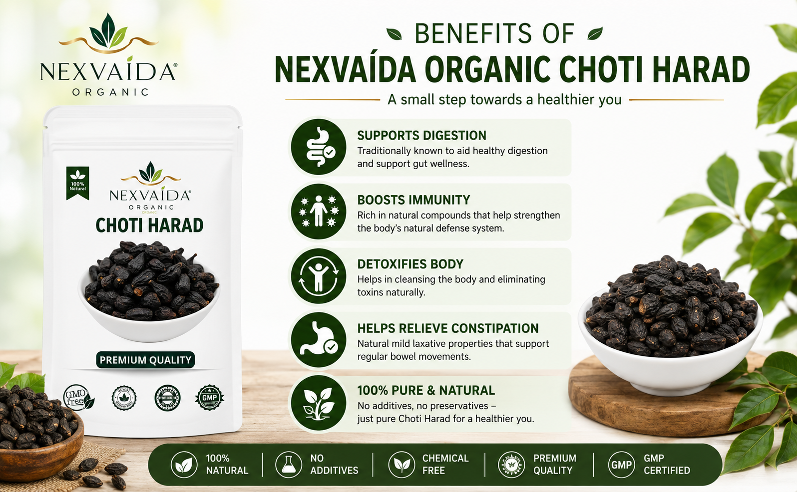 Harad Choti (Haritaki) Whole – Natural Ayurvedic Herb | Terminalia Chebula | For Digestion & Detox | 100% Pure & Chemical Free (100gm)