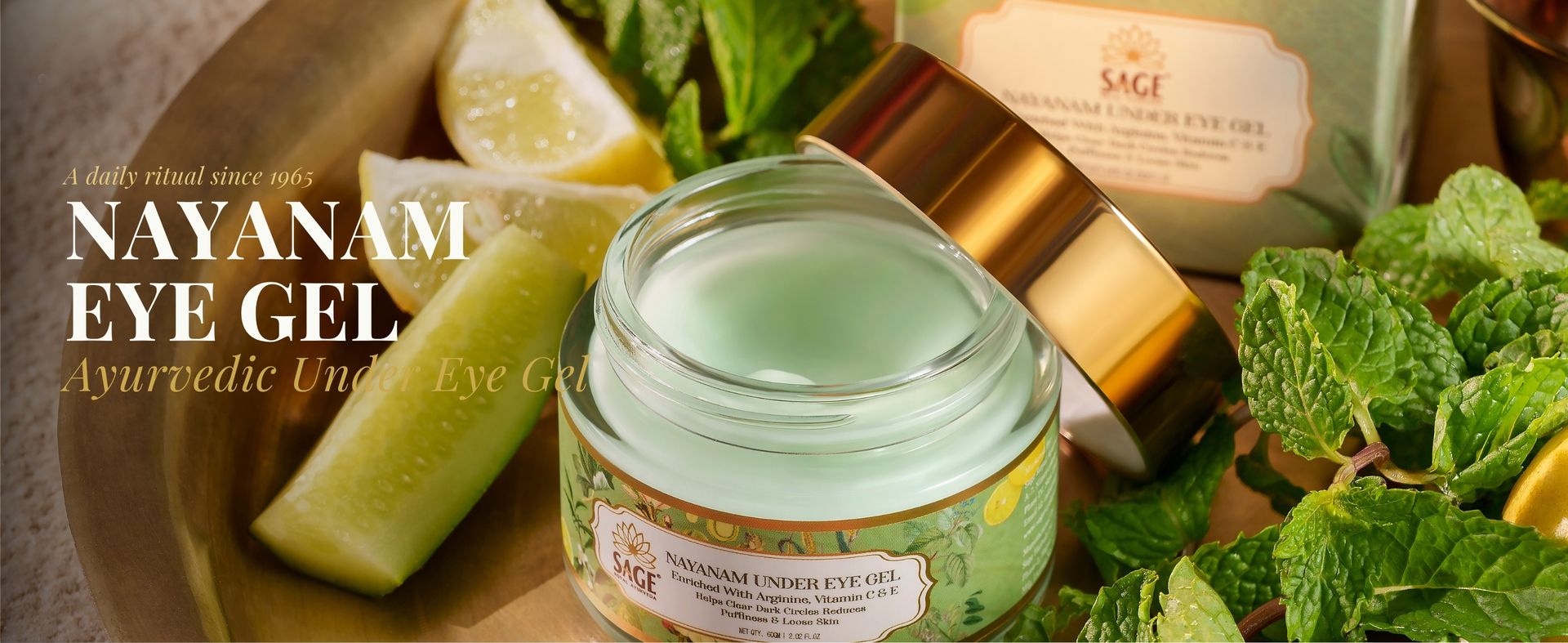 Nayanam Cooling Under Eye Gel with Almond Oil, Cucumber & Licorice | Helps with Dark Circles, Puffiness & Fine Lines | Contains Hydrating & Soothing Properties - (60g)