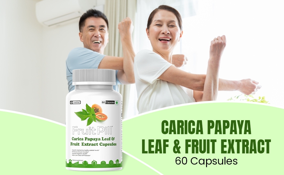 (LeeWell) carica Papaya Leaf & Fruit Extract | Papaya Supplements support for Platelet Count, Immunity Boost & Better Digestion - 60 Veg Capsules