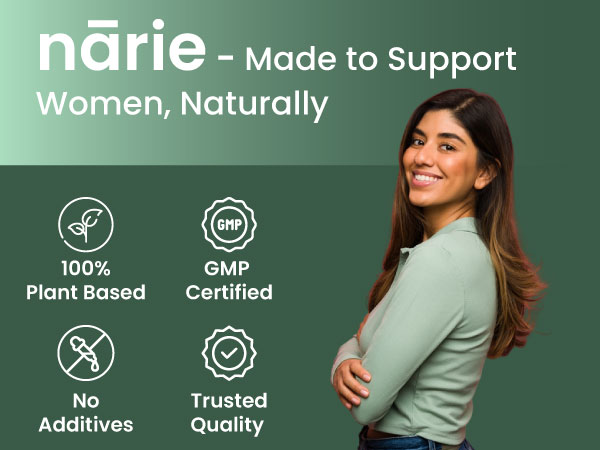 ZEROHARM Narie Healthy Cycles | With Shatavari, Lodhra & Chaste Berry Extract | For Regualr Cycles, Harmonal Balance, Mood & PMS Support for Women | 60 Nano Formulated Ayurvedic Tablets