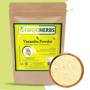 Foodherbs Vasambu Powder | 200g | Vacha | Sweet Flag | Acorus Calamus | Natural Herbal Powder | Supports Hair Growth, Dandruff & Lice Treatment | 100% Herbal