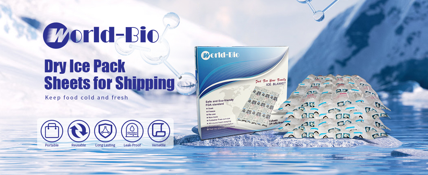 Shipping Cold Packs Dry Ice for Shipping Frozen Food, Flexible Cold Ice Pack Sheets for Coolers, Long Lasting Freezer Ice Packs 14'' X 13'' 144Cells