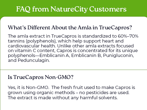 NatureCity True-Capros Amla Extract Supplement, Heart Health, 30 Capsules