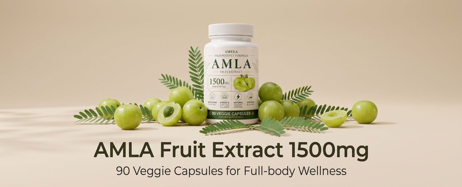Indian Gooseberry Amla Fruit Supplement,1500 mg,90 Capsules
