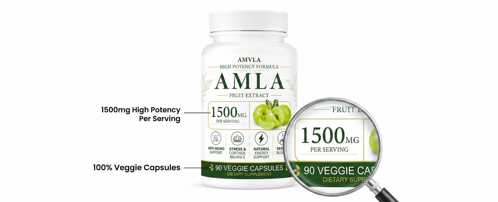 Indian Gooseberry Amla Fruit Supplement,1500 mg,90 Capsules