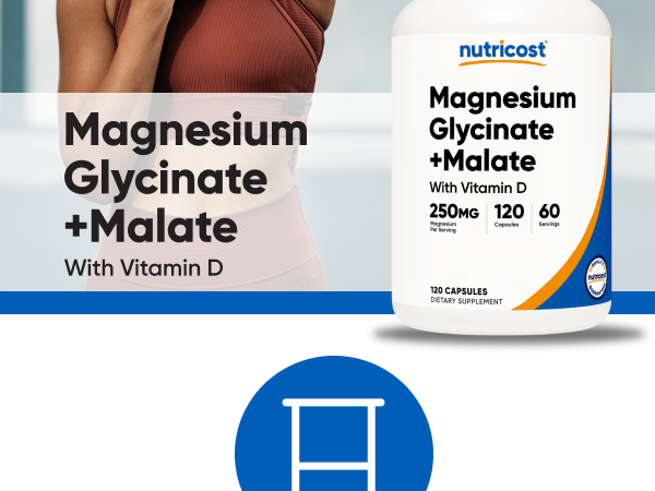 Nutricost Magnesium Glycinate + Malate (250mg) 120 Caps, High Absorption
