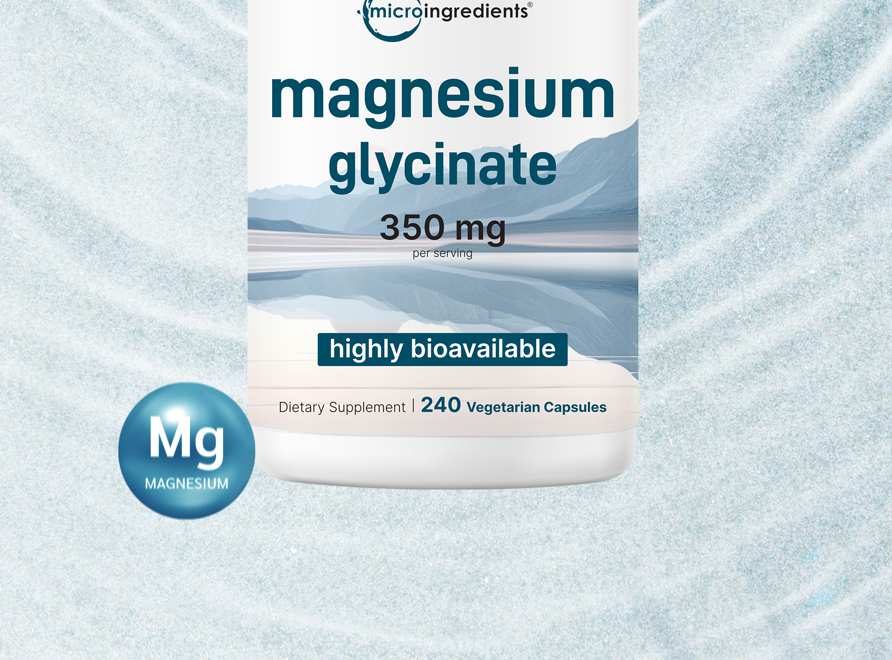 Micro Ingredients Magnesium Glycinate 350mg Per Serving, 240 Veggie Capsules | Potent Elemental Form, 100% Chelated, Highly Bioavailable | Healthy Muscle, Bones, & Mood Support Supplement | Non-GMO