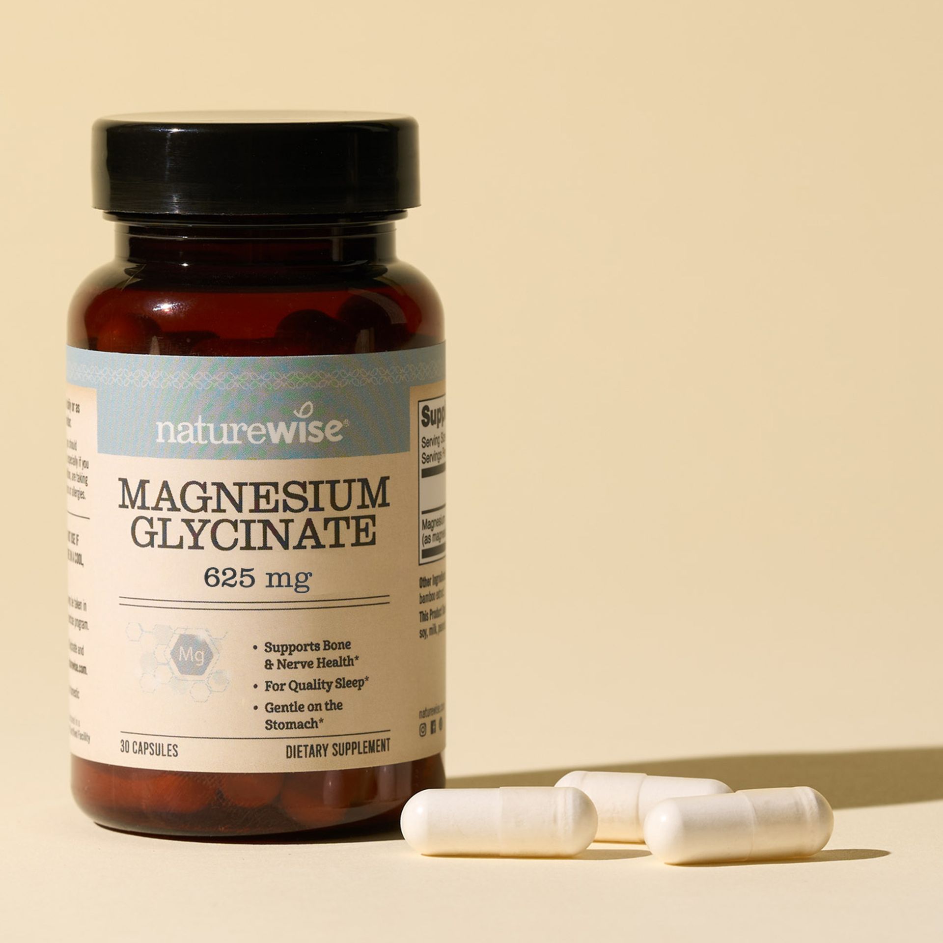 NatureWise Magnesium Glycinate 625mg, Sleep & Muscle Support, 30 Capsules