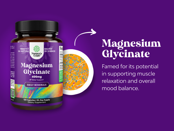 Pure Magnesium Glycinate 400mg Capsules, Chelated - 120ct