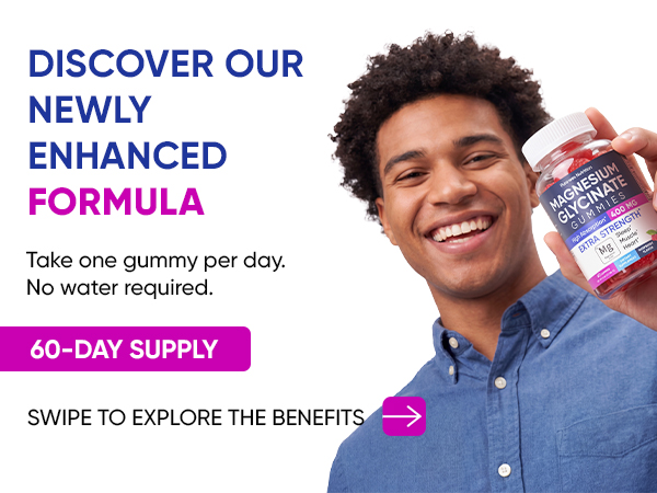 Magnesium Glycinate 400mg Gummies - Relax & Sleep, Men & Women, Raspberry