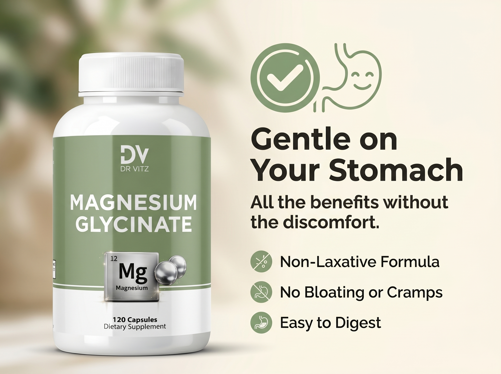 Magnesium Glycinate 400mg Per Serving (200mg Per Capsule) - 120 Vegan Capsules, 2 Month Supply | High Absorption Chelated Magnesium for Sleep, Stress, Muscle & Nerve Support