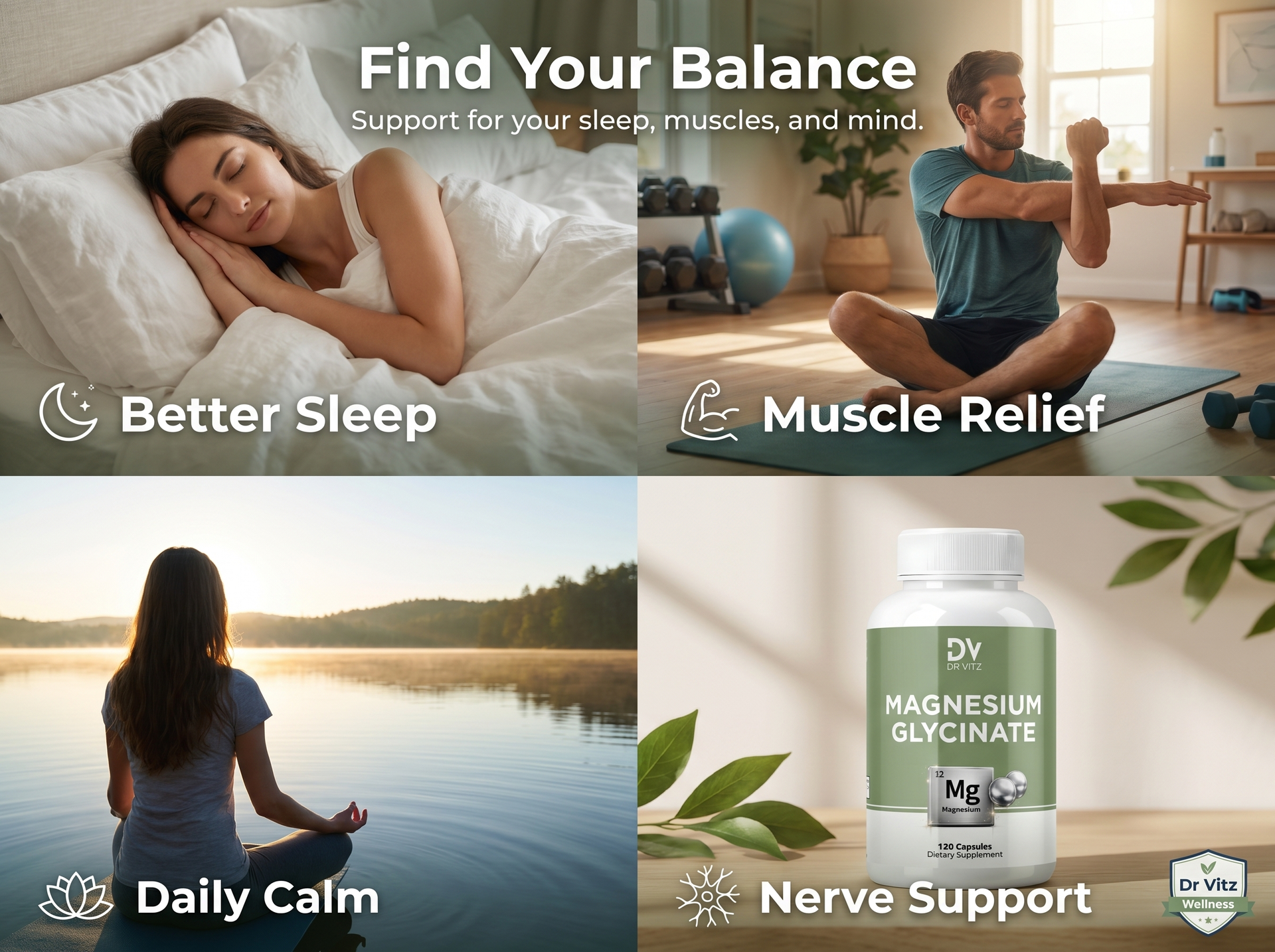 Magnesium Glycinate 400mg Per Serving (200mg Per Capsule) - 120 Vegan Capsules, 2 Month Supply | High Absorption Chelated Magnesium for Sleep, Stress, Muscle & Nerve Support