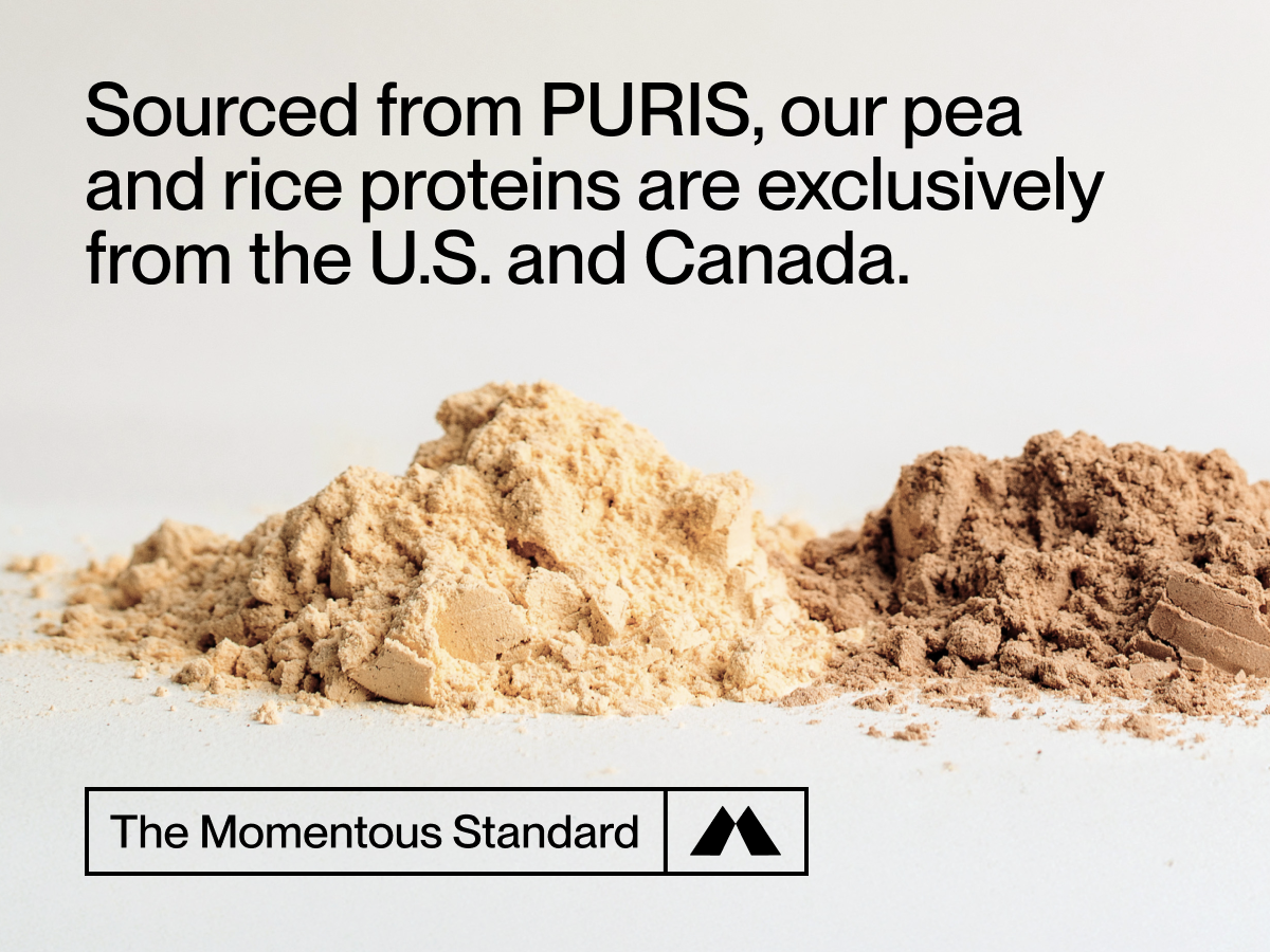 Momentous Vegan Protein Powder, 20g Pea & Rice Blend Protein, Chocolate