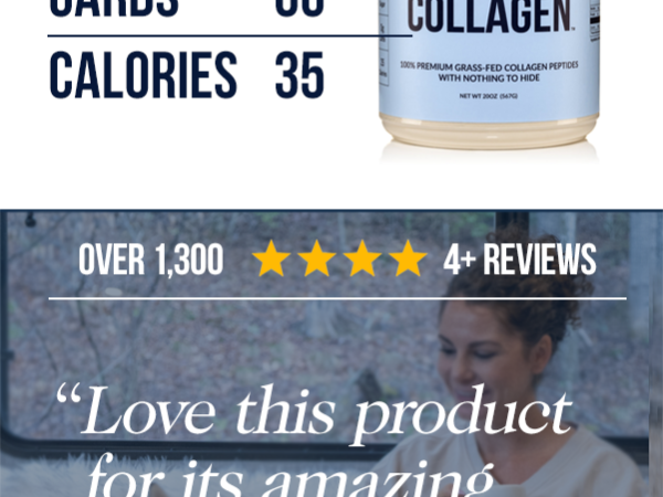 NAKED Collagen Peptides Protein Powder, 60 Servings, Pasture-Raised, Unflavored Grass-Fed Hydrolyzed Collagen Supplement, NSF Certified, Paleo Friendly, Non-GMO, Keto, Gluten Free, 20oz
