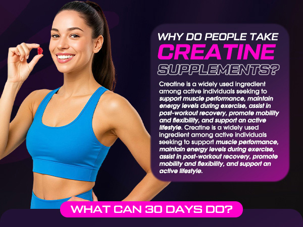 Creatine for Women, 6000mg Creatine Monohydrate Gummies with Collagen, BCAA