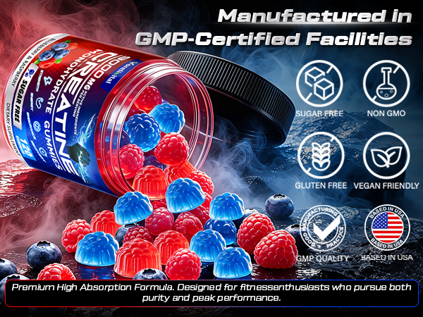 Creatine Monohydrate Gummies 6000MG, Sugar-Free Creatine Gummy for Adults
