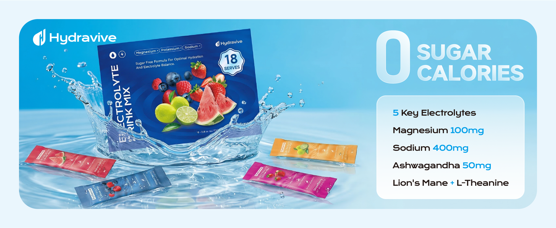 Daily Hydration Electrolyte Powder Sugar Free -Variety 18 Packs