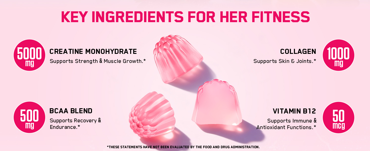 Creatine for Women, 5000mg Complex with Collagen & BCAAs, Vitamin B12