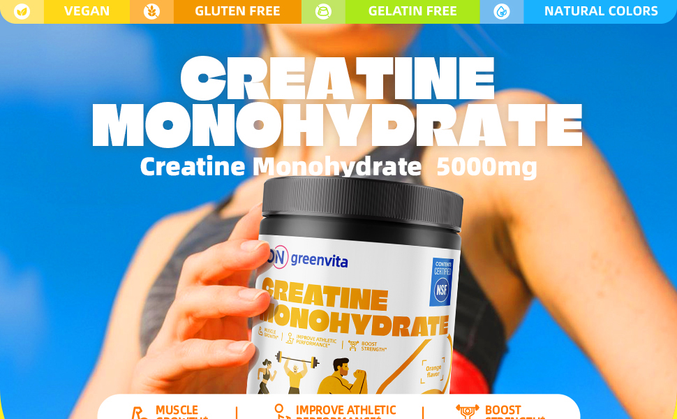 Creatine Monohydrate Gummies, NSF Certified Creatine Gummy, 5g Dose for Men & Women to Support Muscle, Strength, Recovery, Cognitive Health & Memory, Orange Flavor, 135 Gummies