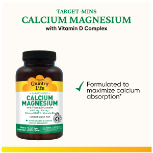 Country Life Target-Mins Calcium Magnesium with Vitamin D, 240 Capsules