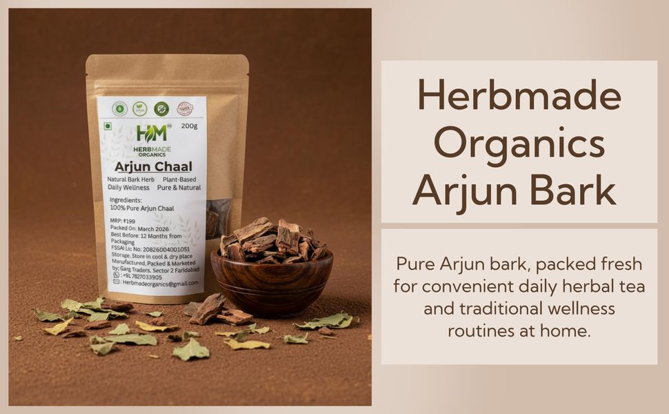 Arjun Ki Chaal 200g | Pure Arjuna Bark (Terminalia Arjuna) | Organic Arjun Chal for Herbal Tea, Kadha & Ayurvedic Use | Raw Arjun Chhal, No Additives
