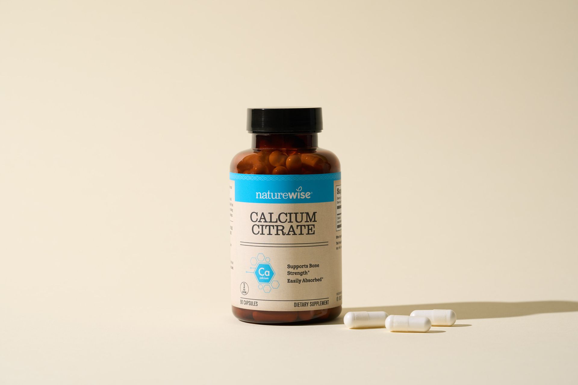 NatureWise Calcium Citrate 500mg Capsules - Supplement for Bone Health - Easy to Digest & Absorb - Vegan, Non-GMO, Gluten-Free - 90 Count[30-Day Supply]