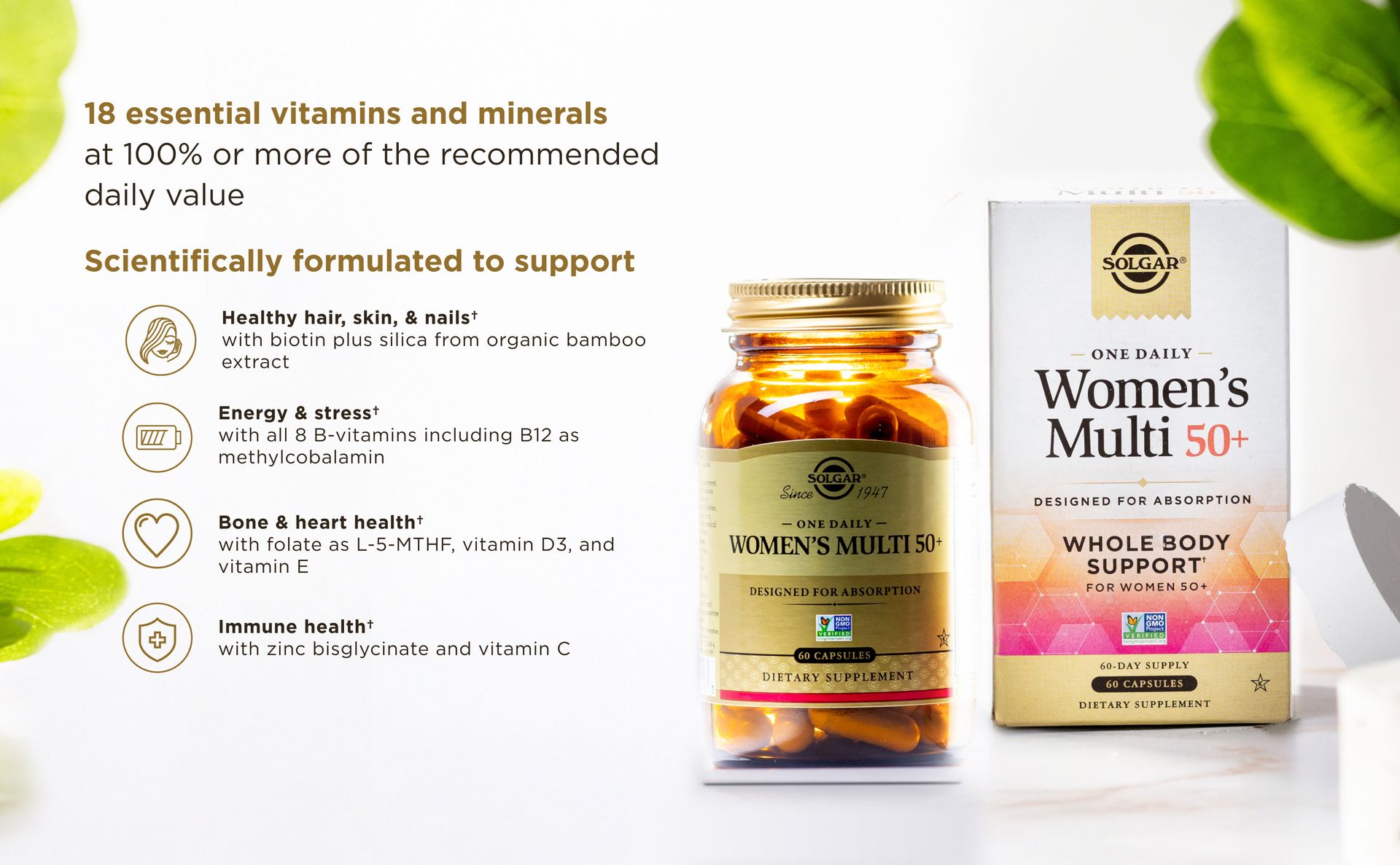 Solgar One Daily Women's Multi 50+ Multivitamin, 60 Vegan Capsules