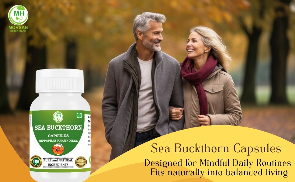 Organic Sea Buckthorn Capsules – Omega-7 & Antioxidants for Skin Hydration, Immunity & Digestive Health – USDA Certified, Vegan, Gluten-Free – 500 mg, 60 Veg Capsules (PACK OF 1)