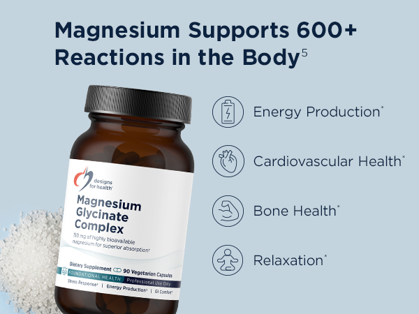 Designs for Health Magnesium Glycinate Complex, High Absorption, 90 Count