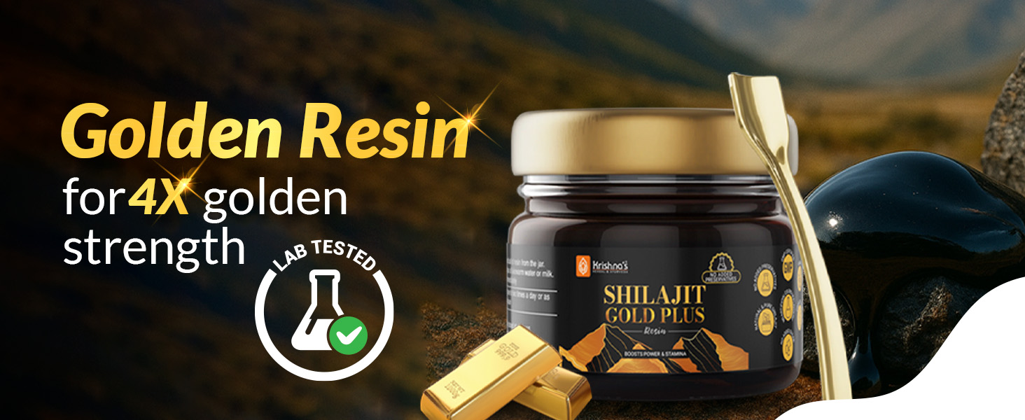 Krishna's Shilajit Gold Plus Resin, 100% Pure Himalayan Shilajit Resin, Natural Mineral & Fulvic Acid Supplement, No Additives - 20 g