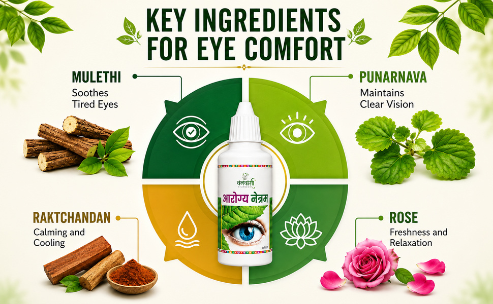 Arogya Netram Eye Drop 30ml | Herbal Eye wellness Eye Care with Turmeric, Mulethi, Punarnava & Rose | Natural Eye Comfort & Hydration