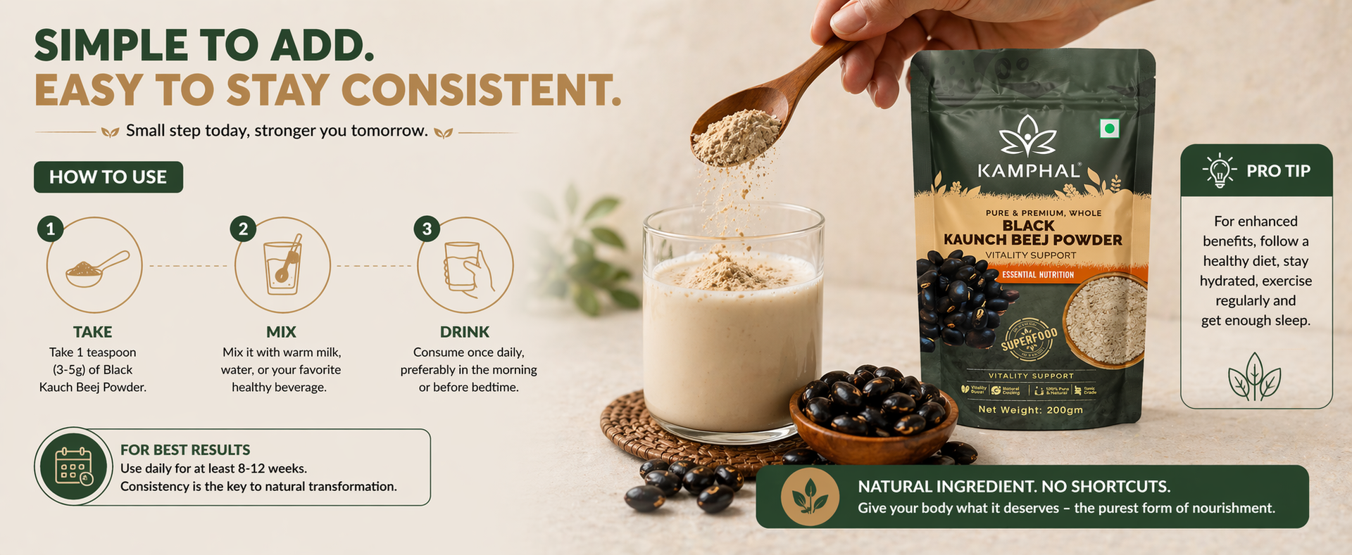 Black Kaunch Beej Powder Organic 200g | Velvet Beans Powder | Mucuna Pruriens | Ayurvedic Support for Strength, Stamina & Reproductive Health | 100% Pure & Natural