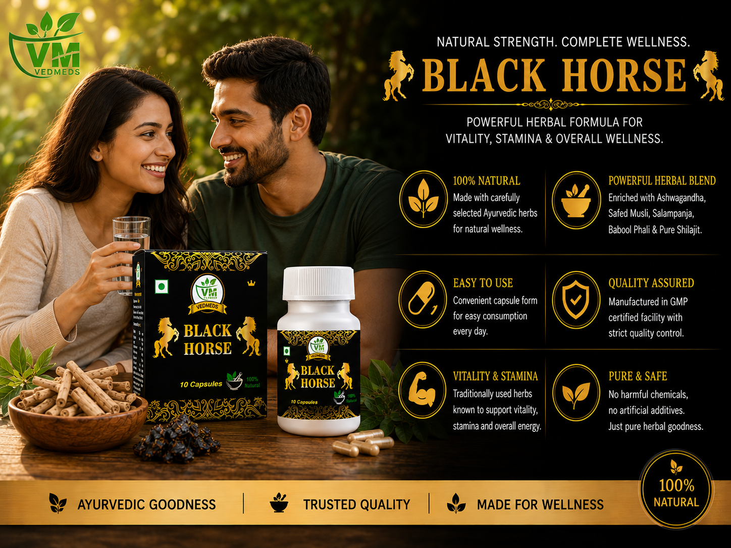 Black Horse Men Capsule - Energy stamina supplements for Man- 10 Capsules