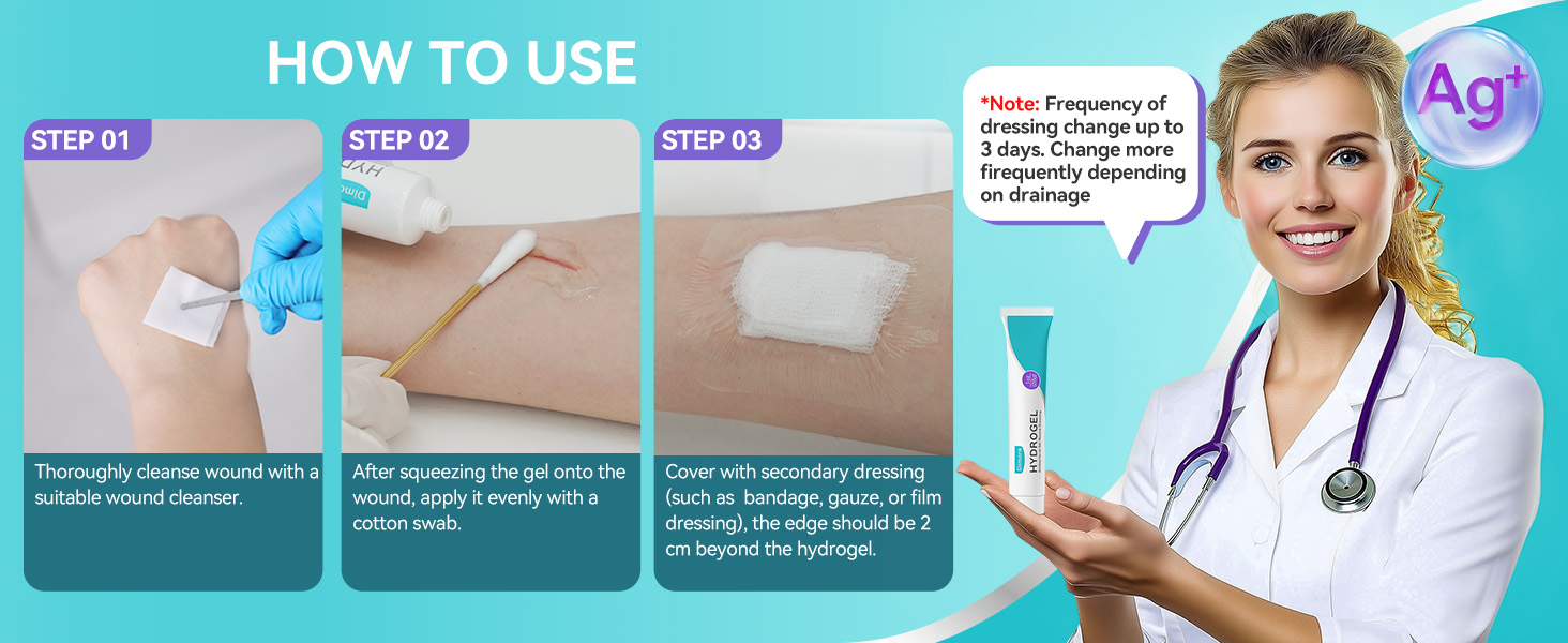 Dimora Silver Hydrogel Gel 1oz - Silver Hydrogel First Aid Ointment for Wound Healing, Wound Care for Minor Cuts, Abrasions, Lacerations & Burns, Safe Non-Amorphous Formula