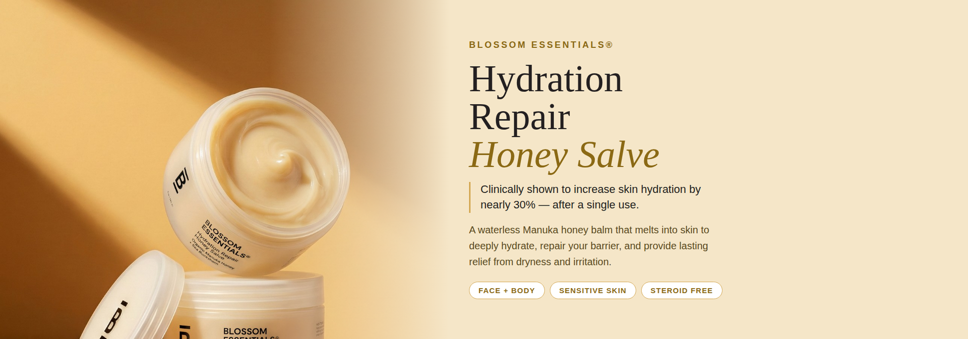Blossom Essentials Manuka Honey Salve for Dry Skin and Eczema Relief, 4oz