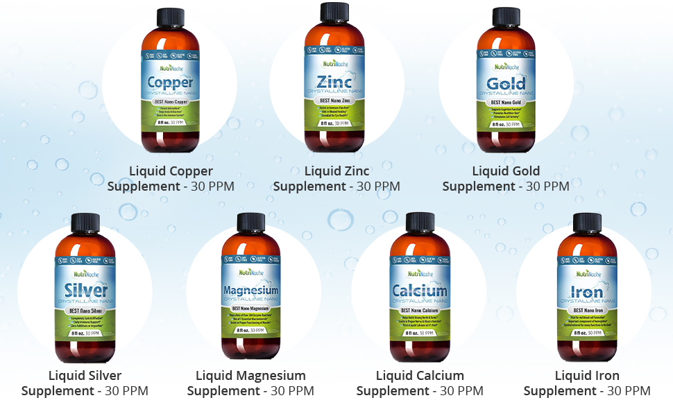 Colloidal Gold Liquid Organic Supplement by Nutrinoche - 100% Pure Nano Gold Mineral - Supports Mental Clarity, Focus & Relaxation - 8 oz Bottle - Vegan, Gluten-Free - Crystalline - 30 ppm
