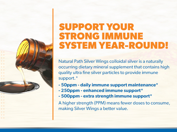 Natural Path Silver Wings Colloidal Silver Liquid - Enhanced Immune Support Supplement - 250ppm (1250mcg) - 16 fl oz