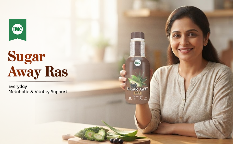 IMC Sugar Away Ras (500ml) Extracts from 5 Rare Natural Varieties | Fortified with Aloe Vera, Karela, Shudh Shilajit, Giloy & Leh Berry
