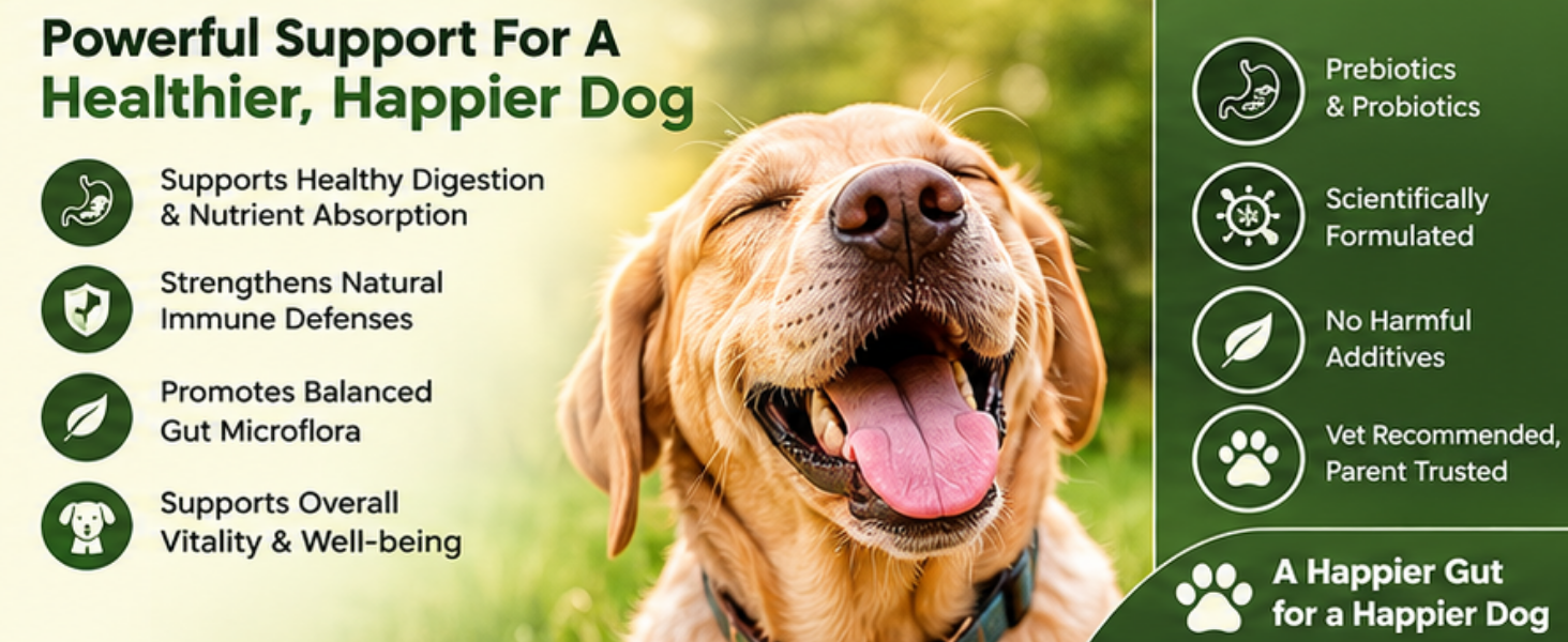 GutPawer™ Canine Prebiotic & Probiotic Supplement for Dogs | Advanced Gut Health, Digestive & Immune Support Formula | Supports Healthy Digestion, Nutrient Absorption & Wellness | 100g