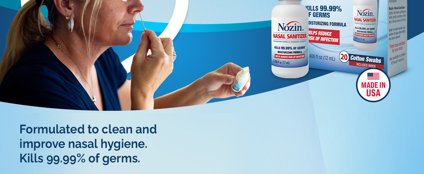 Nozin® Nasal Sanitizer® Antiseptic 12mL Bottle | Kills 99.99% of Germs | 60+ Applications | Trusted by Hospitals | Made in the USA