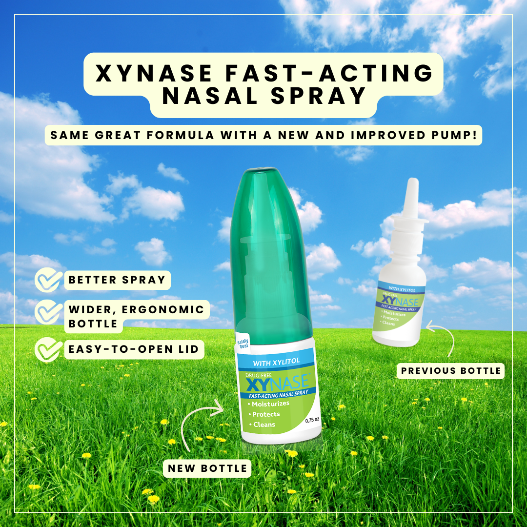 Xynase® Nasal Spray with Xylitol (0.75 fl oz) - All Natural Saline Gentle Relief for Congestion, Allergies, and Sinus Pressure, Safe for All Ages