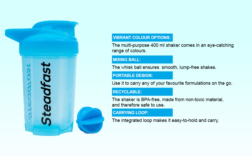 Steadfast Nutrition Protein Shaker Blender 400ml Bottle for Whey Protein Mix, Cycling, Gym Water Bottle with Blender Ball (Neon Green Shaker)
