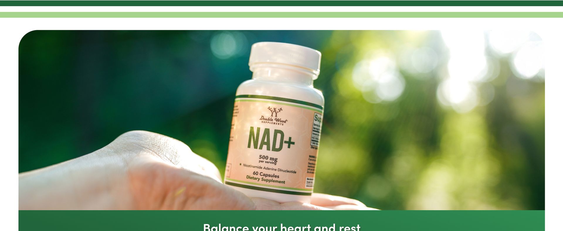 NAD+ 500mg, 95% Pure Single-Ingredient, 60 Capsules