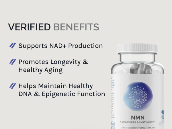 InfiniWell NMN Supplement - NAD+ Supplement Alternative with Resveratrol & Pterostilbene - Supports NAD+ Production - Anti Aging Support for Brain, Heart & Digestion (60 Capsules)