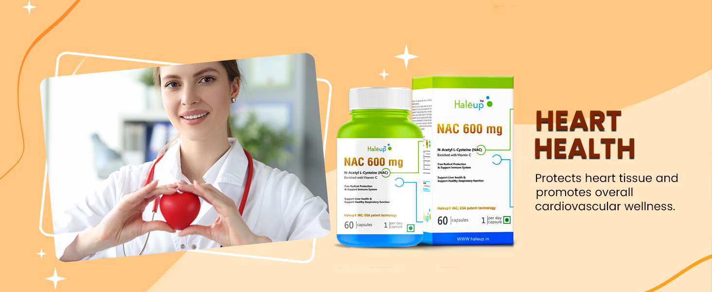 Haleup NAC 99% (N-Acetyl Cysteine) 600 mg, Haleup INC USA, 60 capsules, enriched with Vitamin C for Glutathione Production, Respiratory Health, Liver Detox, Antioxidant Support