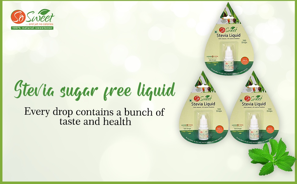 So Sweet Stevia Liquid Sugar Free Natural Zero Calorie Sweetener 300 Drops (Pack of 3)